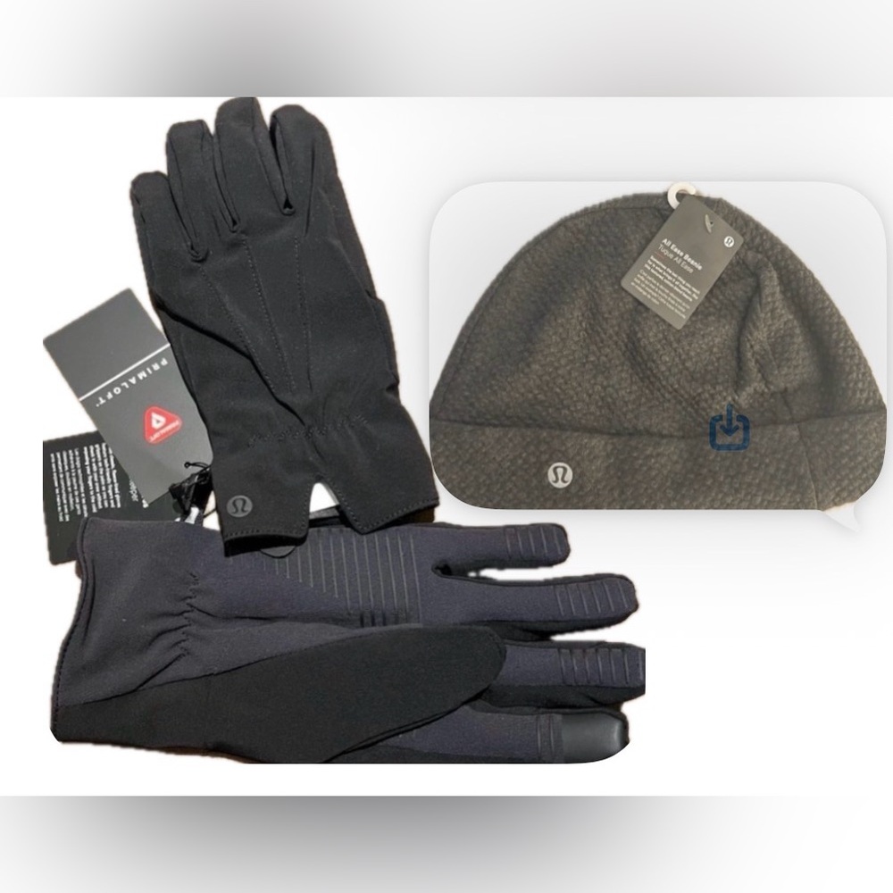 Lululemon SET City Keeper Gloves S-XL S/M All Ease Beenie Hat NWT😎Summer Special